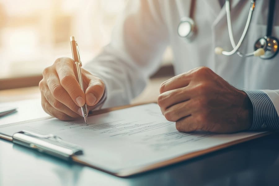Doctor analyzing an Autoimmune diseases results